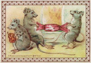 Mice Victorian Christmas Card